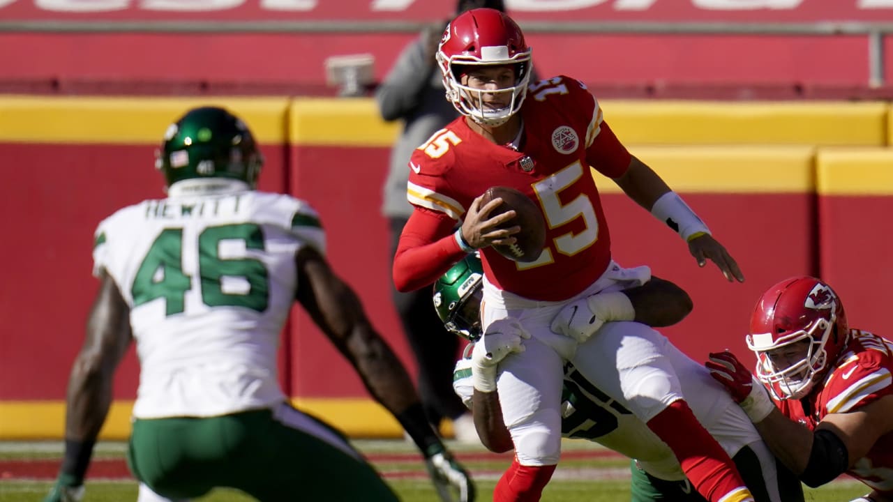 Kansas City Chiefs quarterback Patrick Mahomes and wide receiver Tyreek Hill  walk off the field together after Hill scored on a pass from Mahomes in the  fourth quarter against the Carolina Panthers