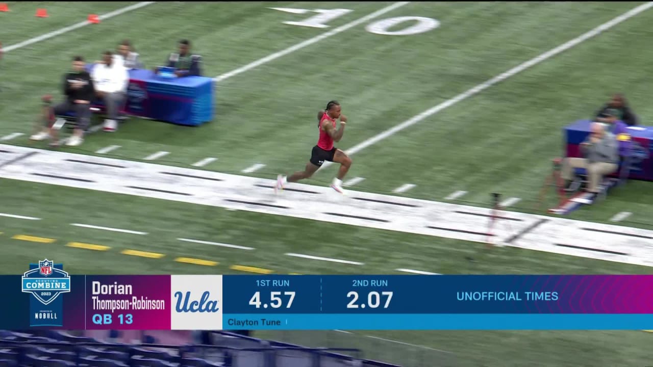QB Dorian ThompsonRobinson (UCLA) Runs a 4.56Second 40Yard Dash at
