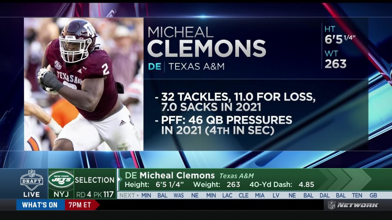 Round 4 - Pick 12: Micheal Clemons, DE, Texas A&M (New York Jets