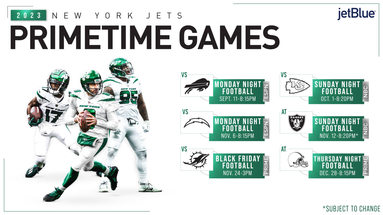 2023 New York Jets Primetime Schedule: Complete schedule, tickets and  matchup information for 2023 NFL Season