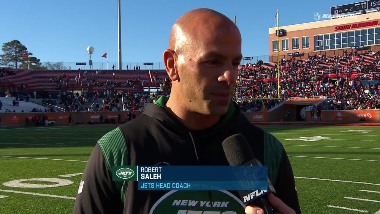 Robert Saleh Field Interview During the 2022 Senior Bowl