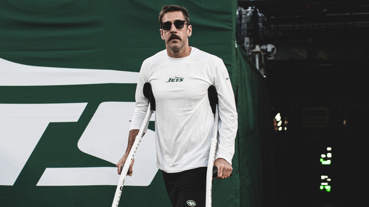 Aaron Rodgers hurts ankle in first series for Jets, is carted off sideline  and ruled out of game