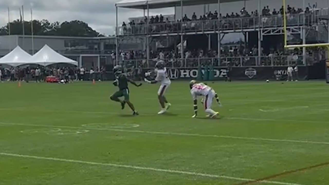 Aaron Rodgers hits Garrett Wilson for viral touchdown catch at Jets  practice as chemistry develops