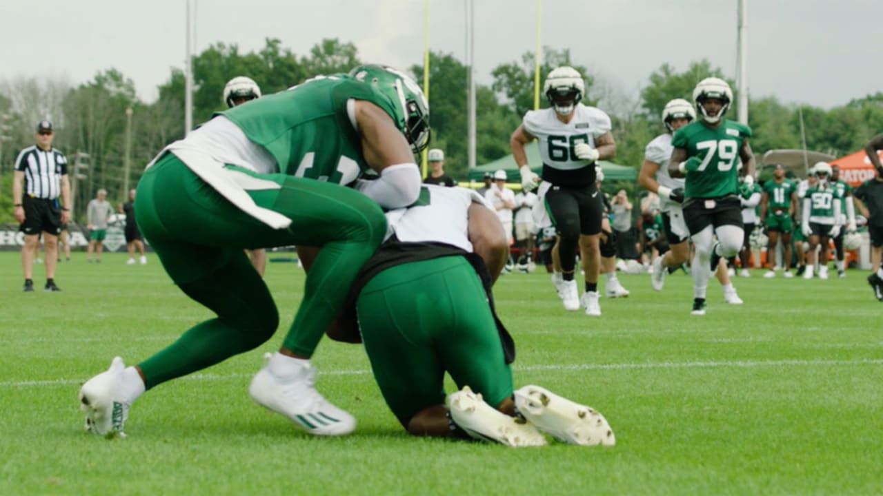 Jets Training Camp Highlight  Breece Hall Speeds Through the