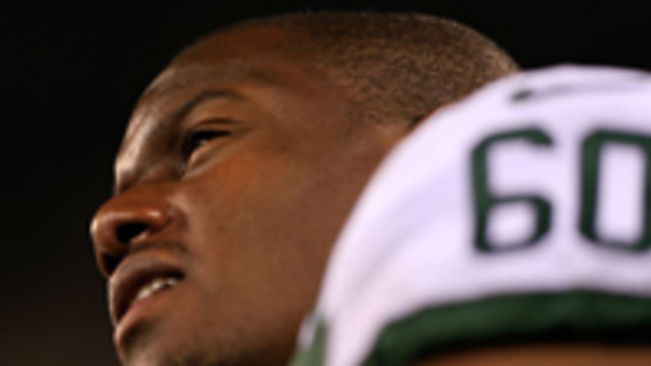 Sherman Plunkett of the New York Jets looks on during an AFL football