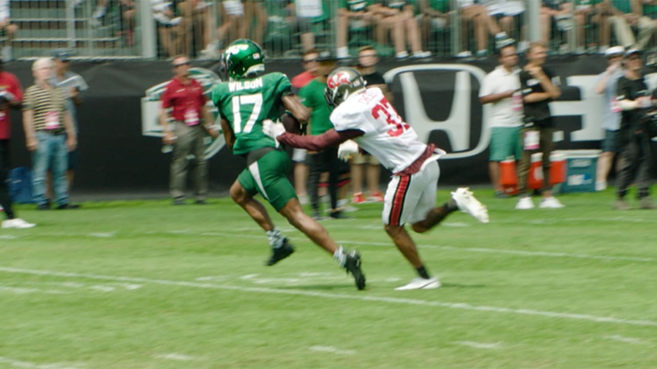 Jets-Bucs Practice Highlight  D.J. Reed Bats Down a Long Throw