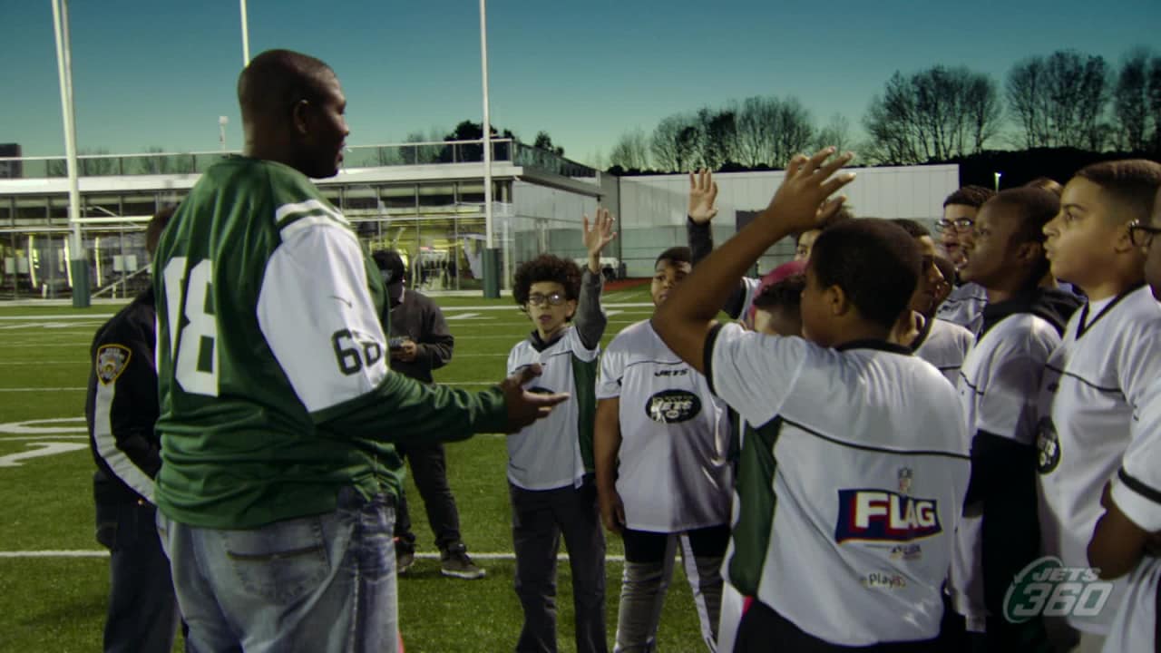 Jets Players Help Coach Youth Flag Football Teams