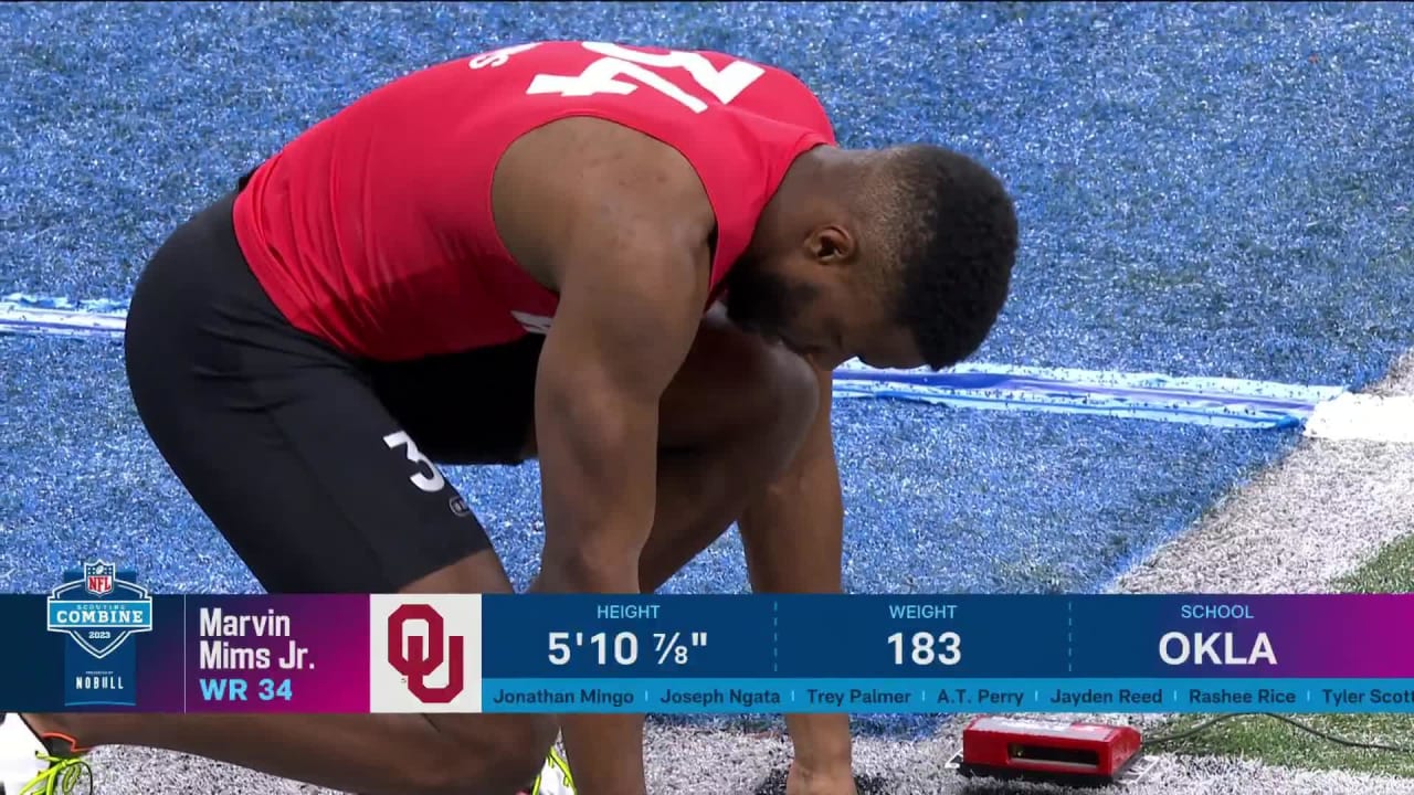 WR Marvin Mims Jr. (Oklahoma) Runs a 4.38Second 40Yard Dash at the