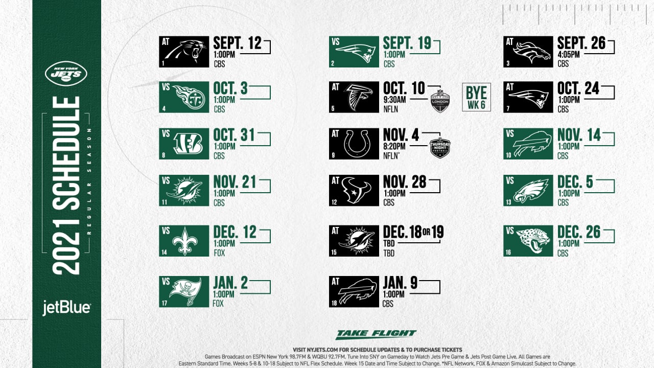 2021 New York Jets Schedule: Complete schedule, tickets and match-up