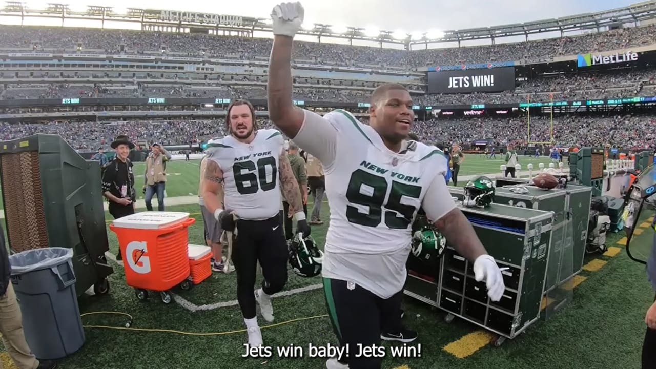 Win Cam Celebrate With the Jets on the Field After the Bills Game