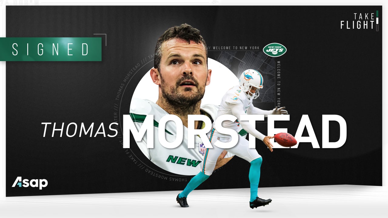 New York Jets punter Thomas Morstead (4) punts against the