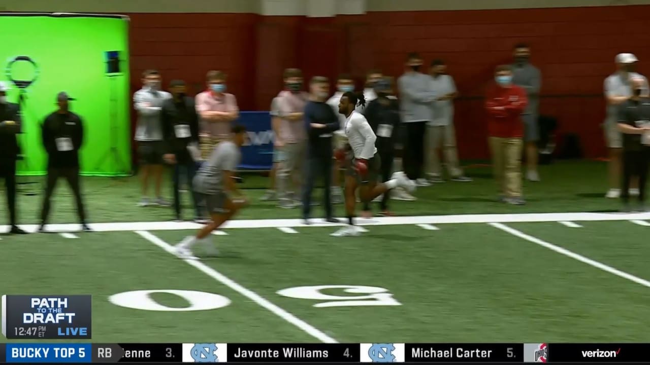 Najee Harris wins Alabama pro day from the sidelines