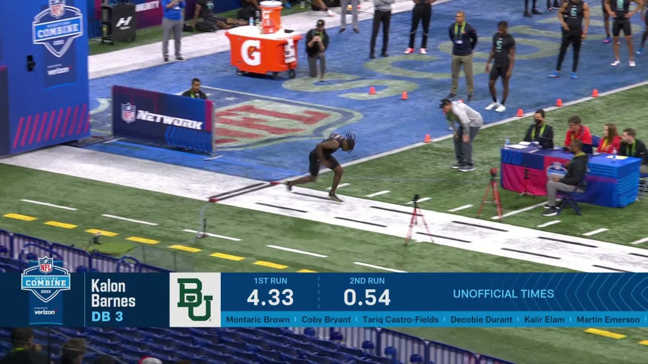CB Kalon Barnes (Baylor) Runs a 4.23 40Yard Dash at the 2022 Combine
