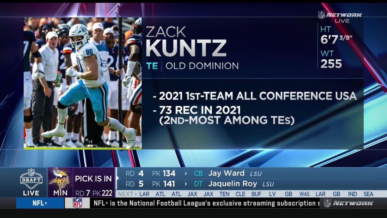 Old Dominion TE Zack Kuntz selected 220th overall by New York Jets in 2023  NFL Draft - Underdog Dynasty