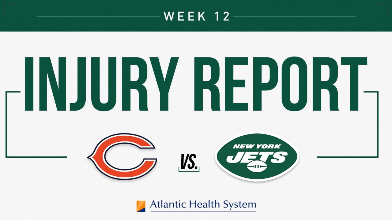 Jets Injury Report  Week 12 vs. Bears - Friday