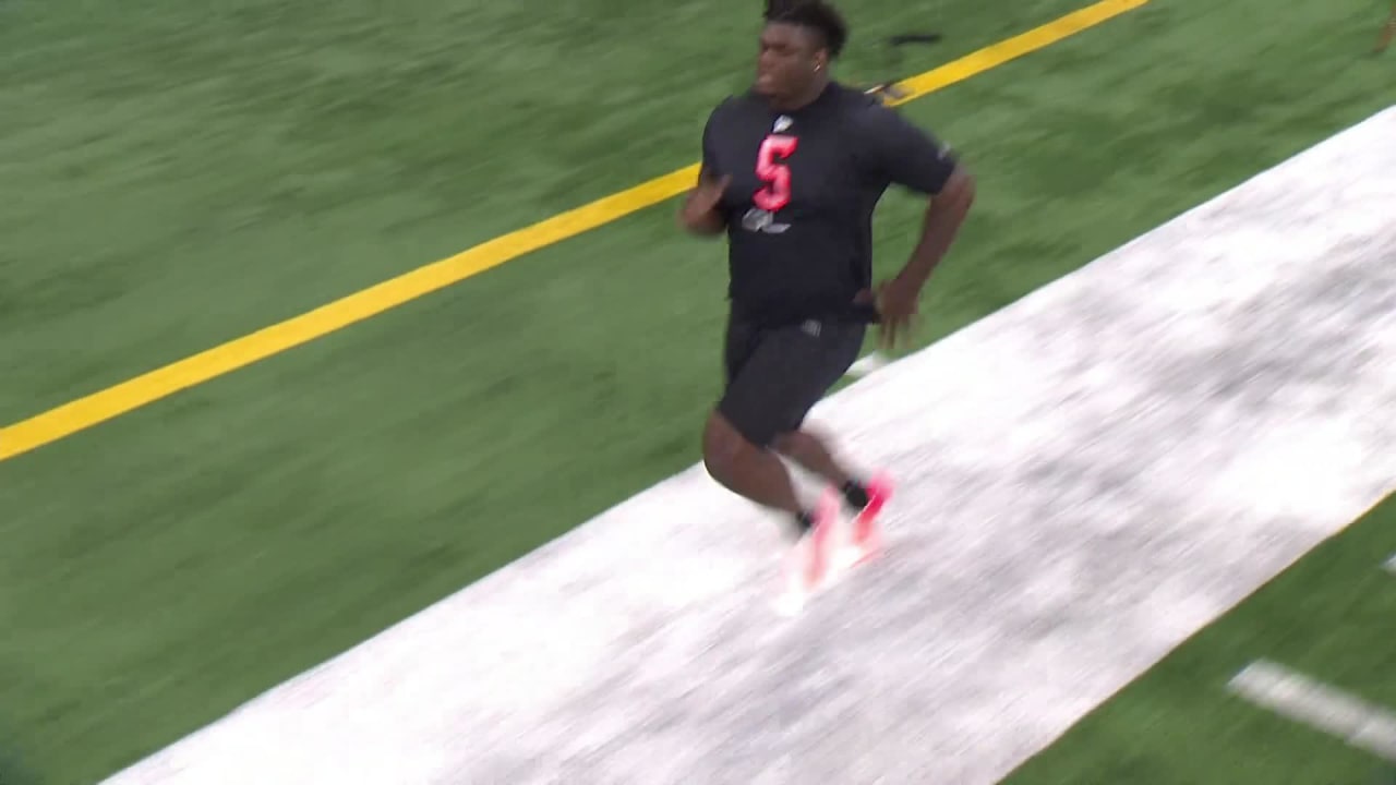 341-pound Georgia DL Jordan Davis flies during 40-yard dash at Combine