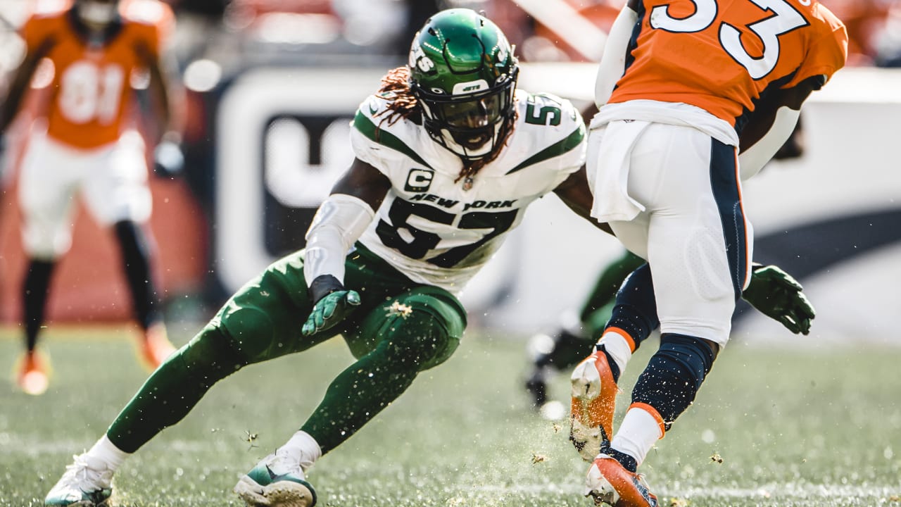 New York Jets' David Harris out to show Cincinnati Bengals' Cedric