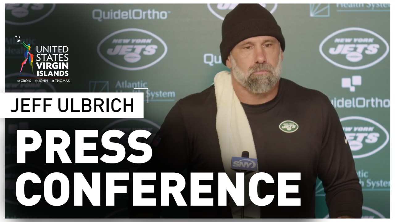 New York Jets' head coach Robert Saleh gives a press conference before an  NFL practice session at Hanbury Manor Marriott Hotel and Country Club near  the town of Ware, in south east