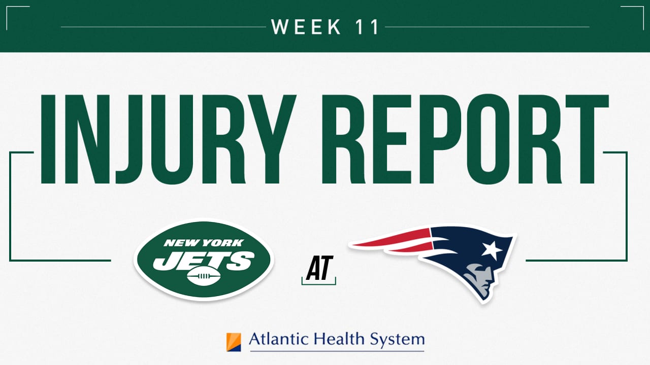Jets Injury Report Week 11 at Patriots Wednesday