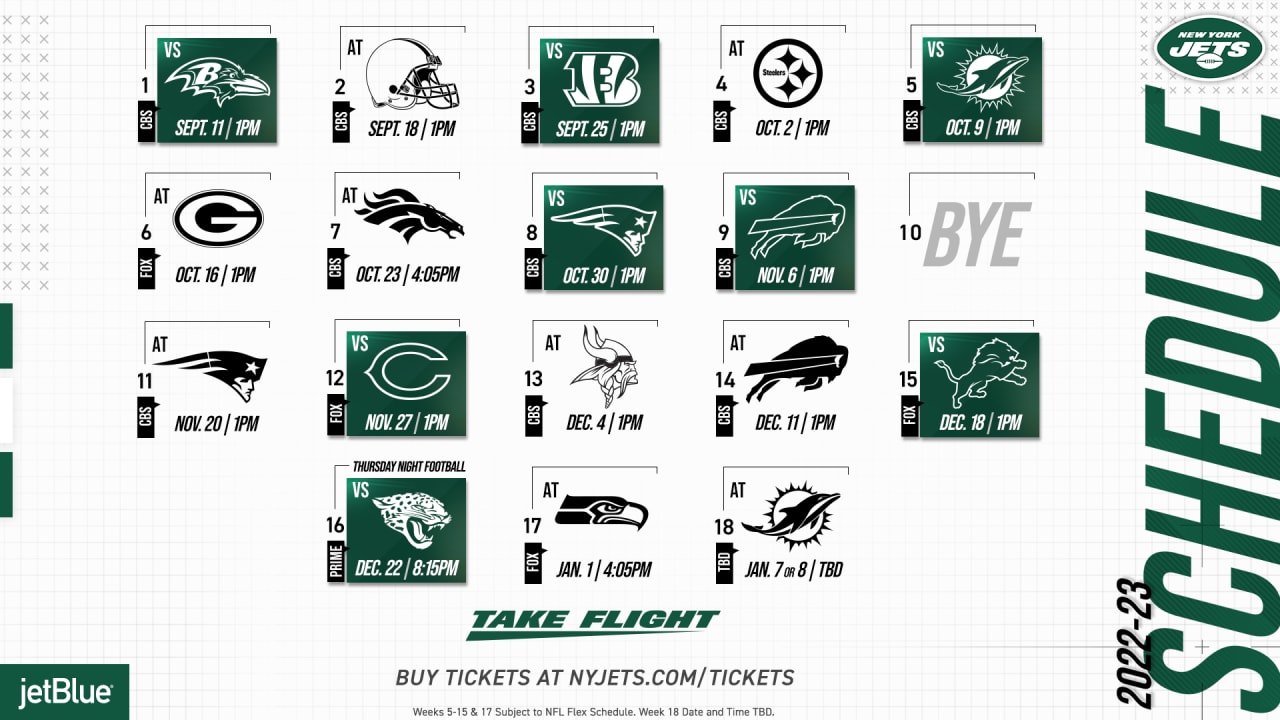 2022 New York Jets Schedule: Complete schedule, tickets and matchup  information for 2022 NFL Season