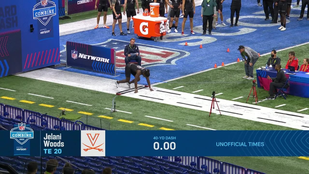 TE Jelani Woods (Virginia) Runs a 4.61 40-Yard Dash at the 2022 Combine