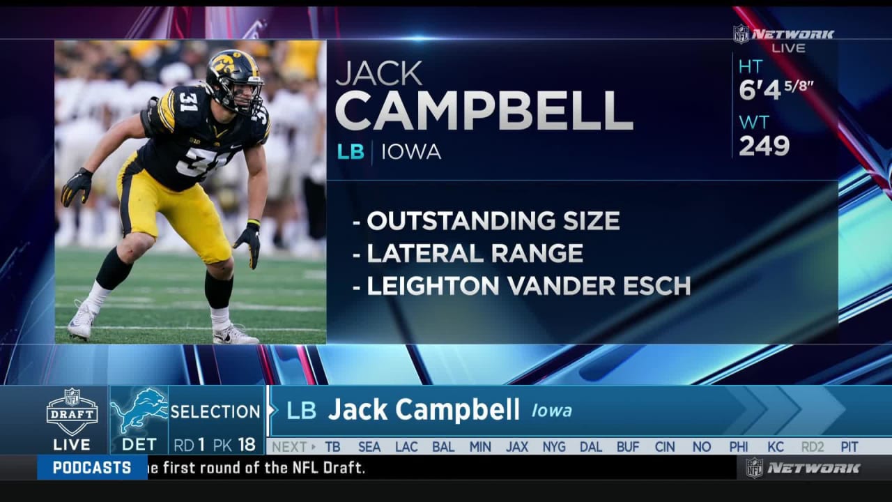 Iowa's Jack Campbell taken by Detroit Lions with 18th overall pick in 2023 NFL  Draft