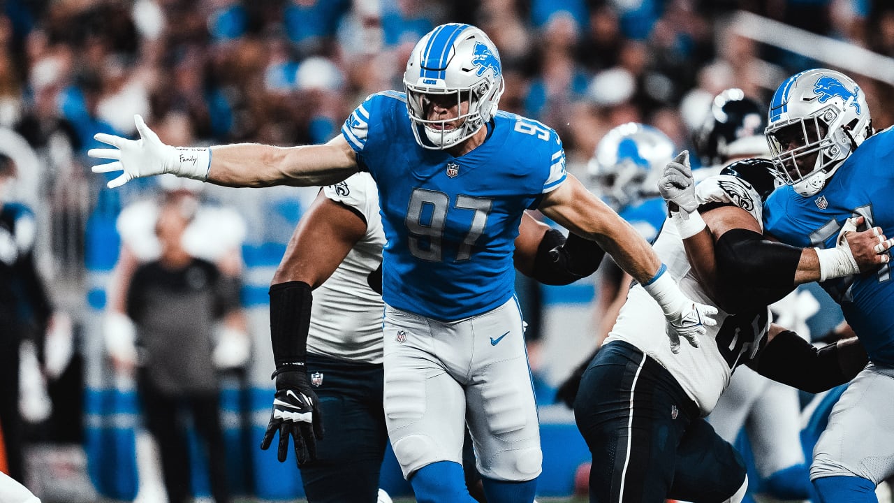 Detroit Lions linebacker Malcolm Rodriguez (44) pursues a play on defense  against the Washington Commanders during an NFL football game, Sunday, Sept.  18, 2022, in Detroit. (AP Photo/Rick Osentoski Stock Photo - Alamy