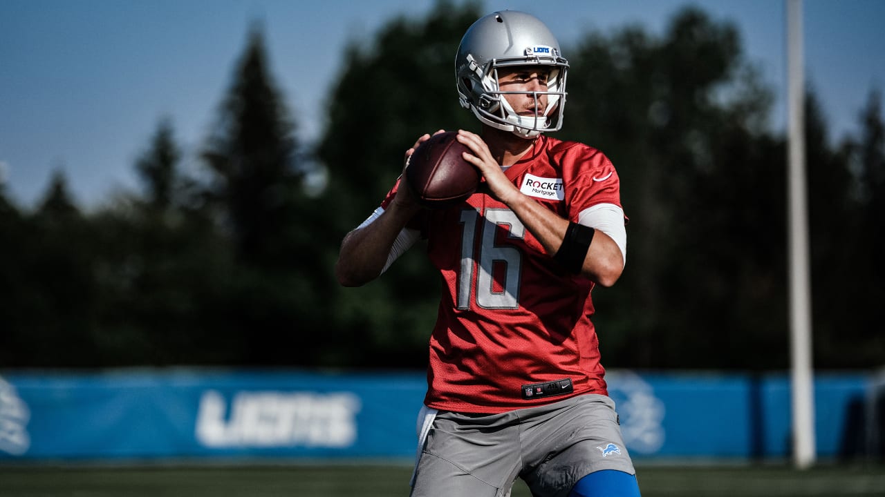 Detroit Lions players meet with the media on July 28