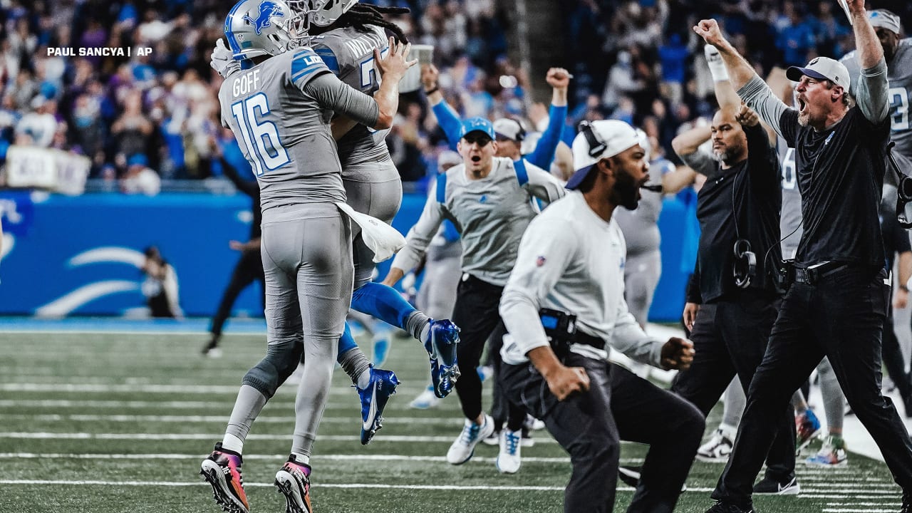 Dan Campbell reacts to first win as Detroit Lions head coach