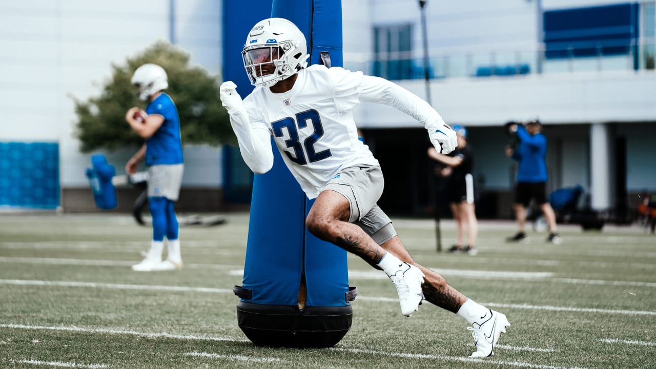 Photo: Detroit Lions Calvin Johnson reacts as he runs for an 87