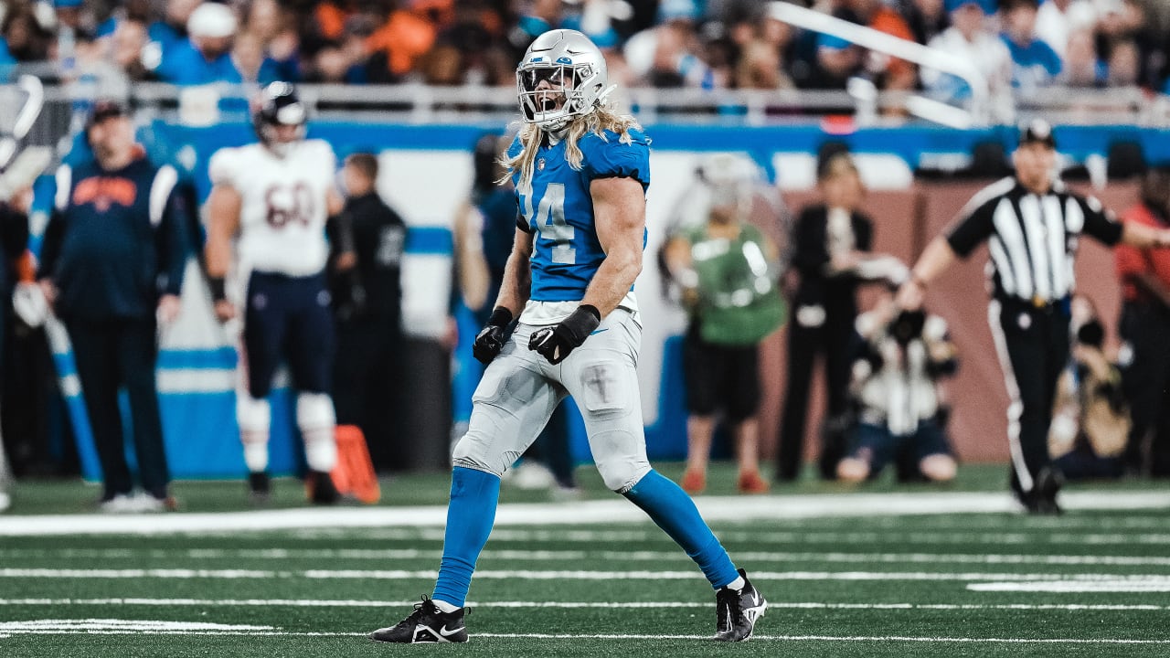 DETROIT, MI - OCTOBER 30: Detroit Lions linebacker Malcolm Rodriguez (44)  walks off of the field at the conclusion of an NFL football game between  the Miami Dolphins and the Detroit Lions