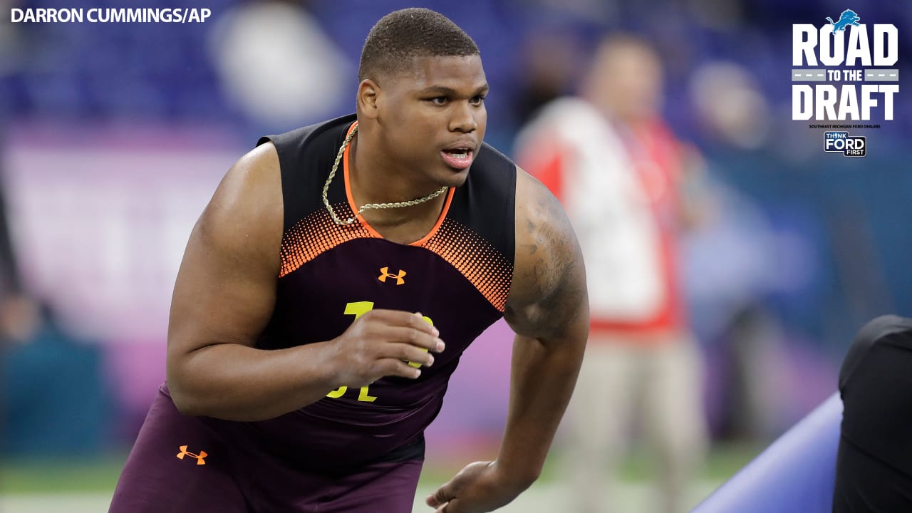 Western Illinois defensive lineman Khalen Saunders runs a drill at