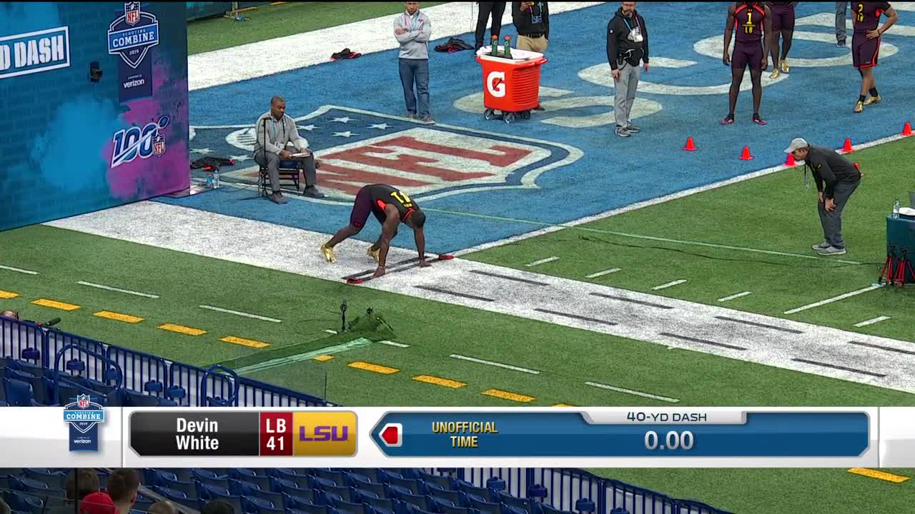 LSU LB Devin White runs an official 4.42 40-yard dash at 2019 combine