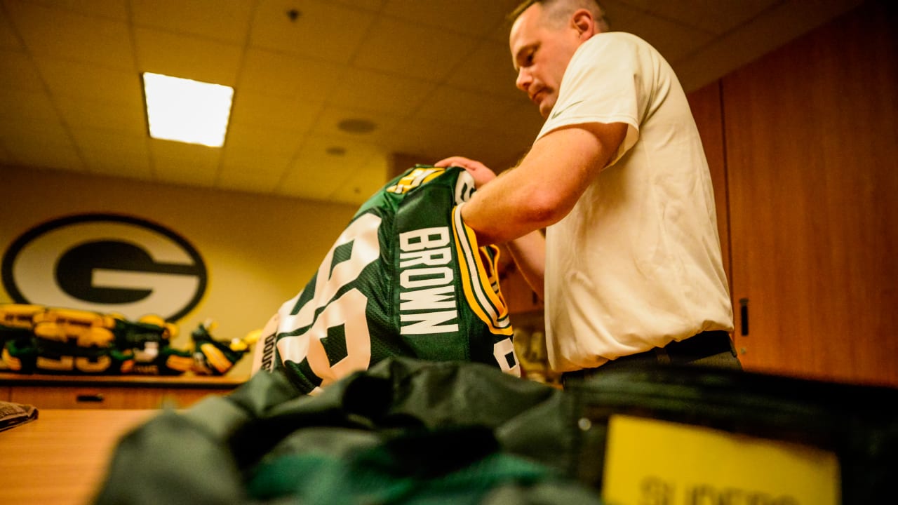 Equipment Staff Preps Packers Locker Room