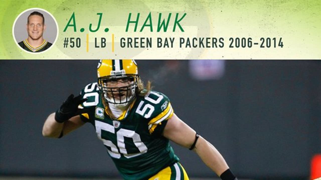 former Packer linebacker AJ Hawk is now with the Atlanta Falcons.