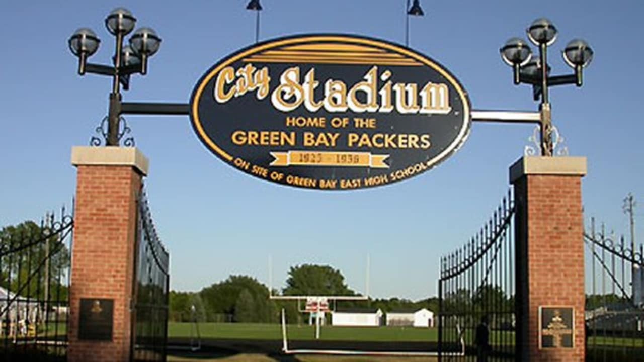 The outside gate of City Stadium, where the Green Bay Packers played  football from 1925-1956, n …