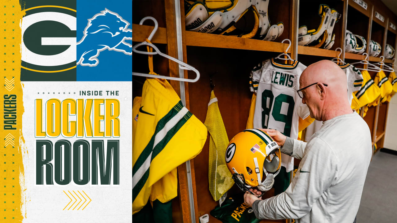Details in Detroit Packers' equipment staff prepares uniforms for