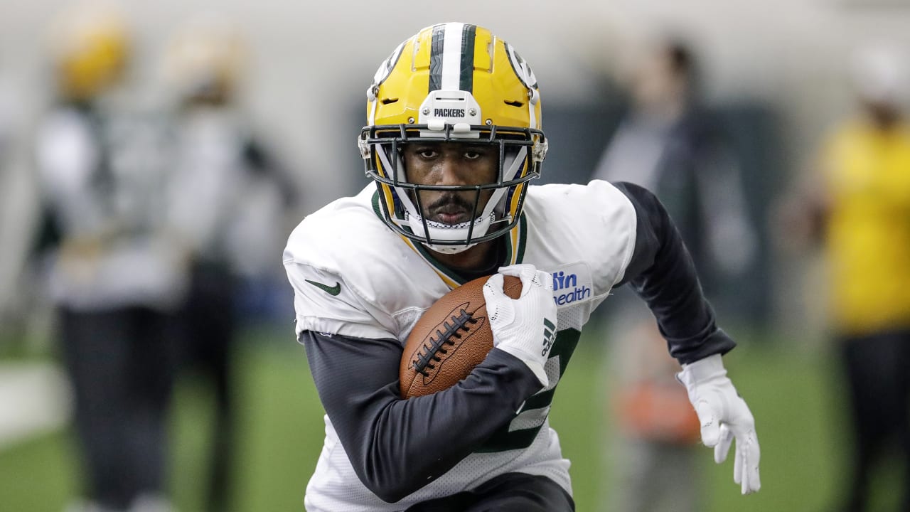 Green Bay Packers running back Tyler Ervin (32) before the game between the  Atlanta Falcons and the Green Bay Packers, Monday, Oct 5. 20, 2020, in Green  Bay, Wis. (AP Photo/Jeffrey Phelps