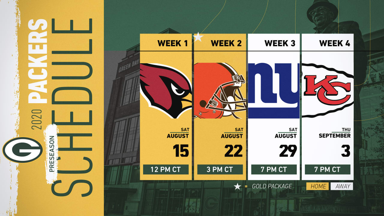 Packers 2022 Preseason Schedule Packers' 2020 Preseason Schedule Finalized