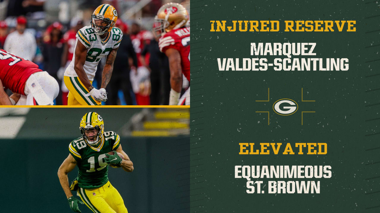 Packers place Valdes-Scantling on IR, elevate St. Brown for Steelers game