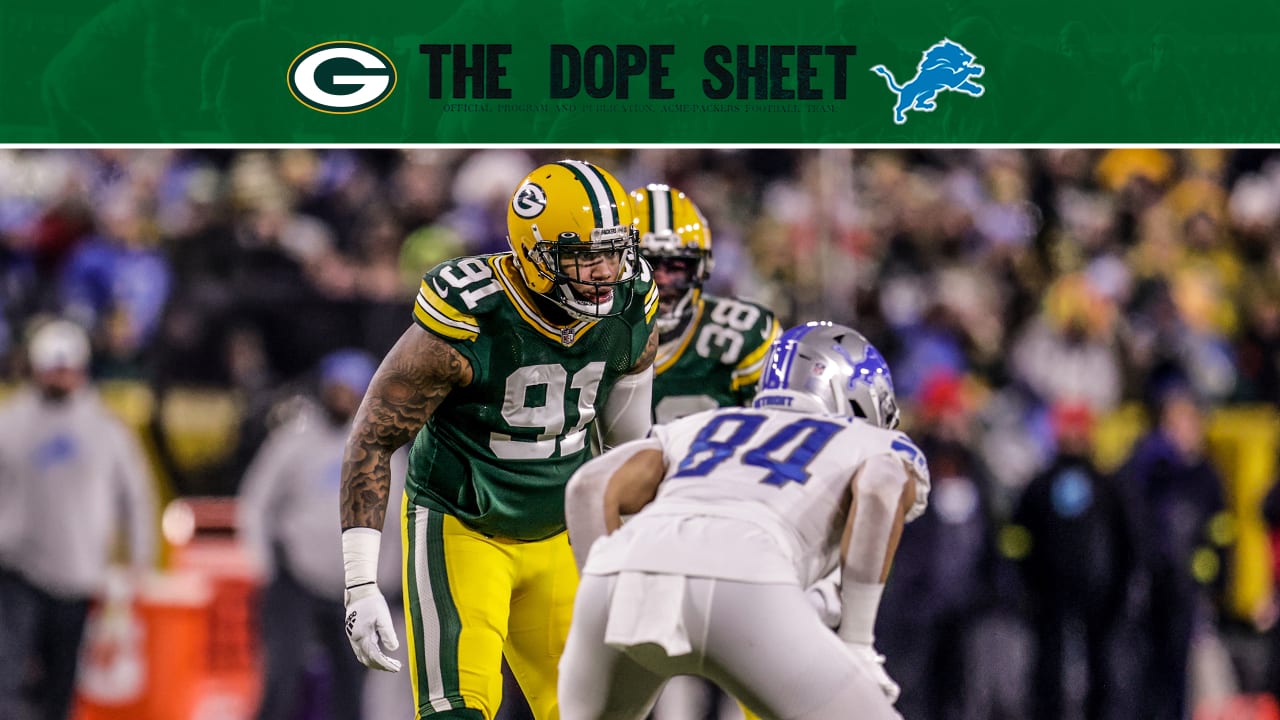 Dope Sheet: Packers host Lions on Thursday Night