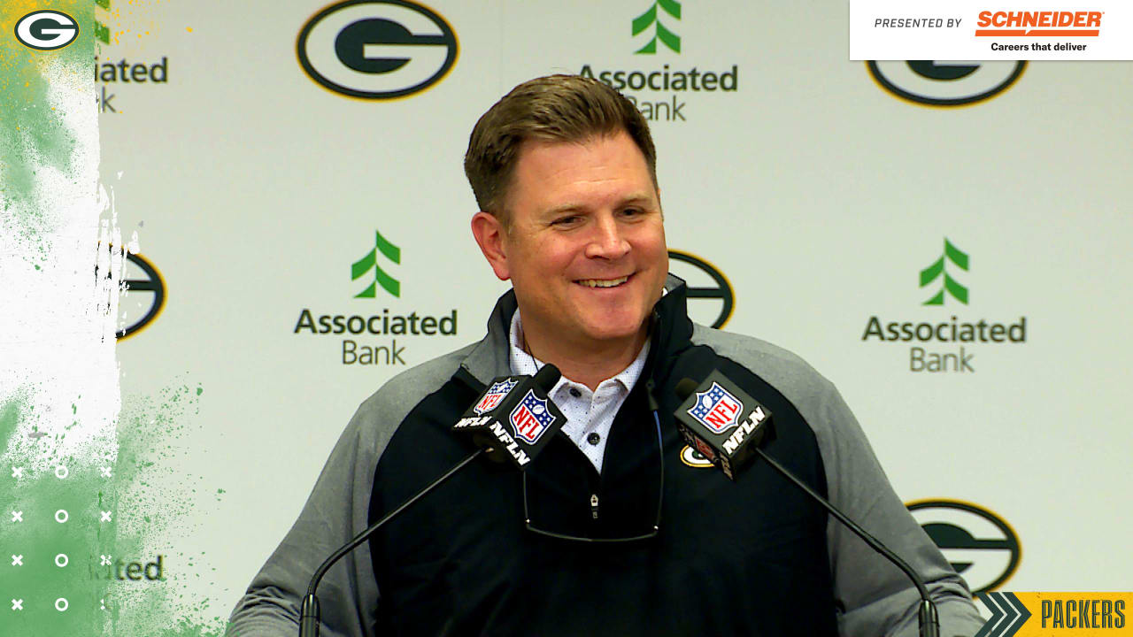 Brian Gutekunst reacts to the selections of Christian Watson and