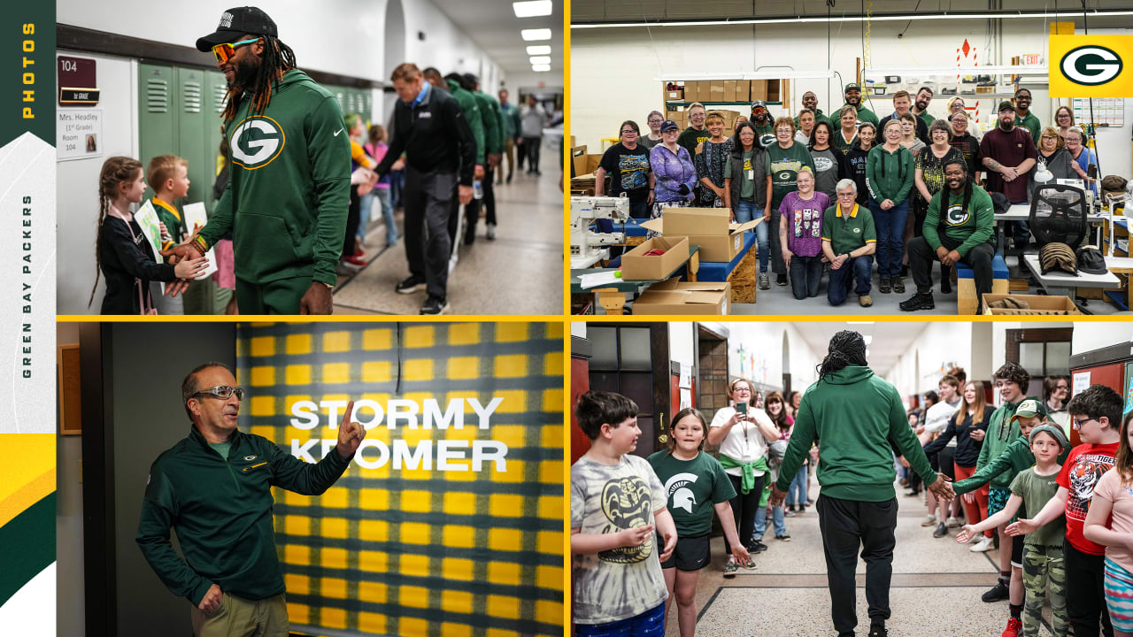 Tailgate Tour Packers speak to Ironwood students, tour Stormy Kromer