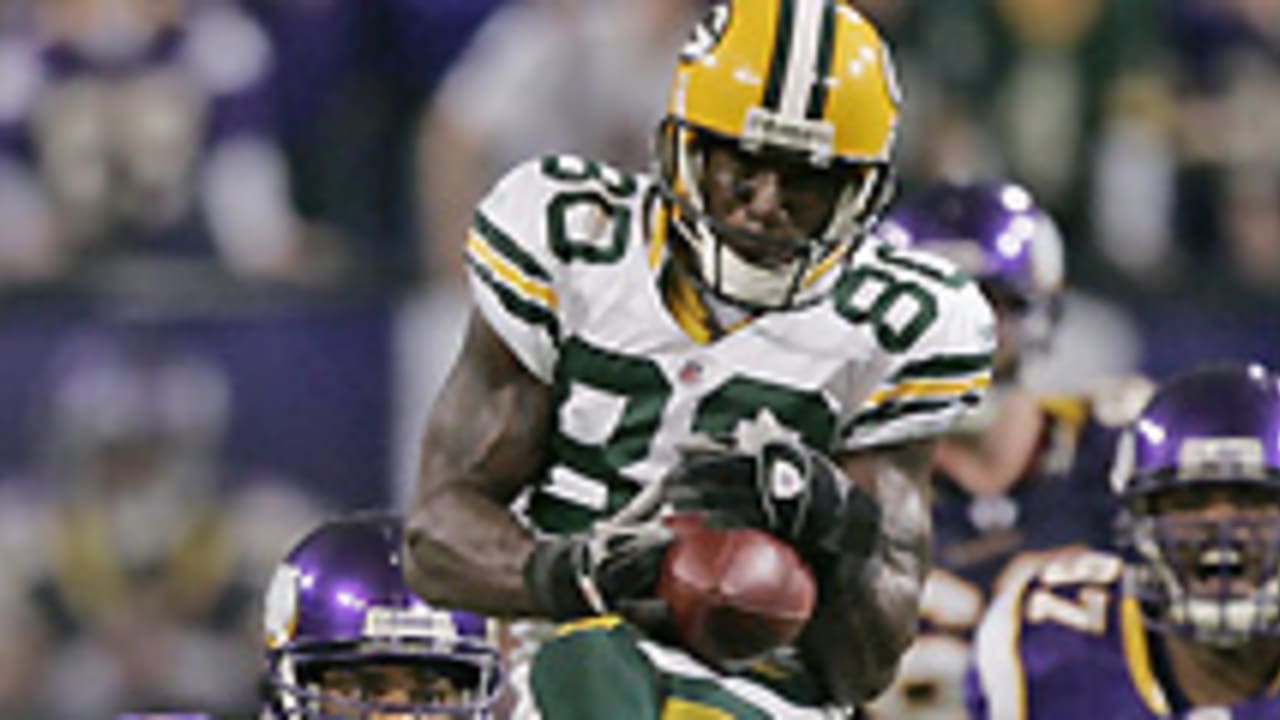 Green Bay Packers Donald Driver reacts after a touchdown in the