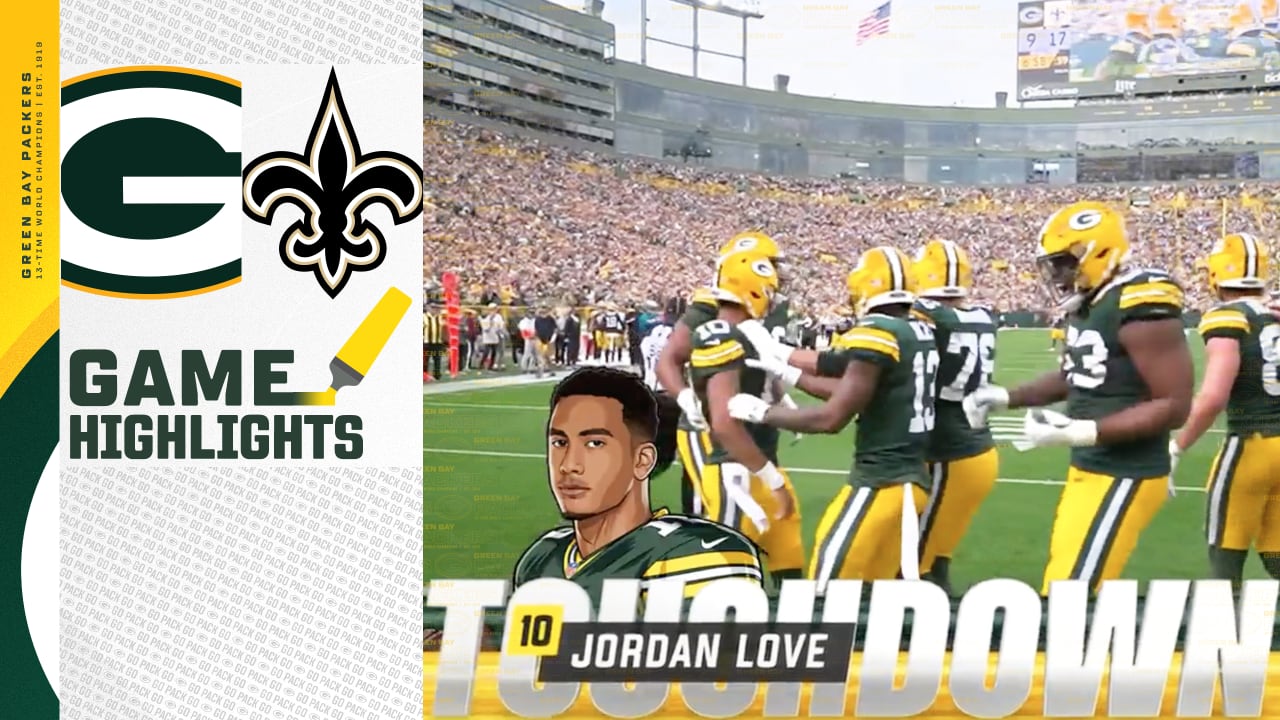 Jordan Love keeps it, runs in 1yard TD Packers vs. Saints