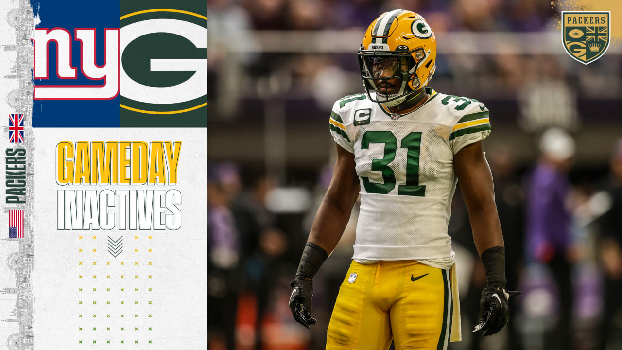 S Adrian Amos active for Green Bay | Packers-Giants Inactives