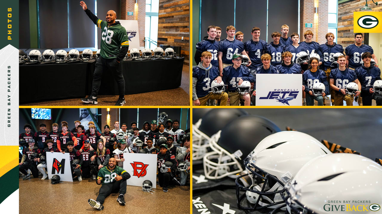 Photos: Packers surprise high school football teams with new helmets