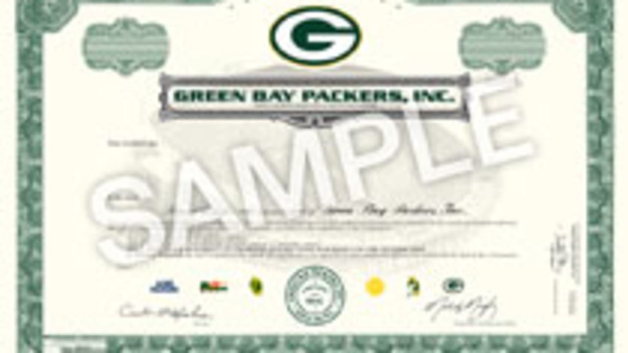 1997 Green Bay Packers Original Stock Certificate - Issued to