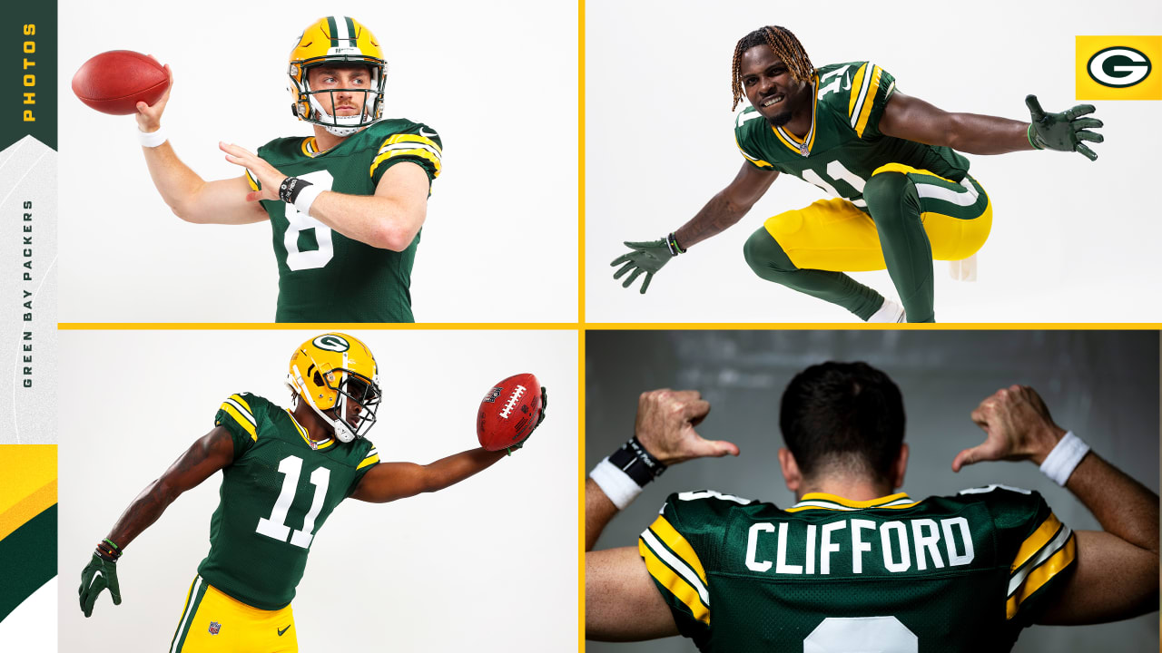 Sean Clifford shows off his brand new official Green Bay Packers