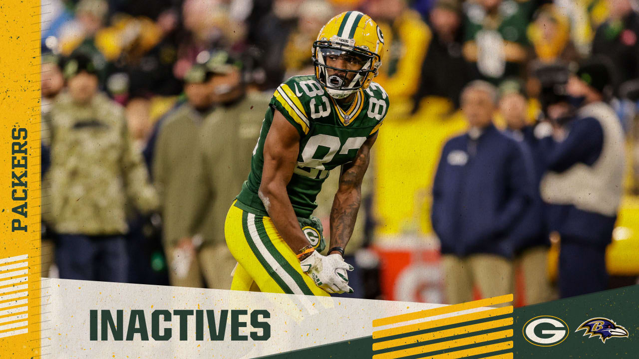 WR Marquez Valdes-Scantling active for Green Bay | Packers-Ravens inactives